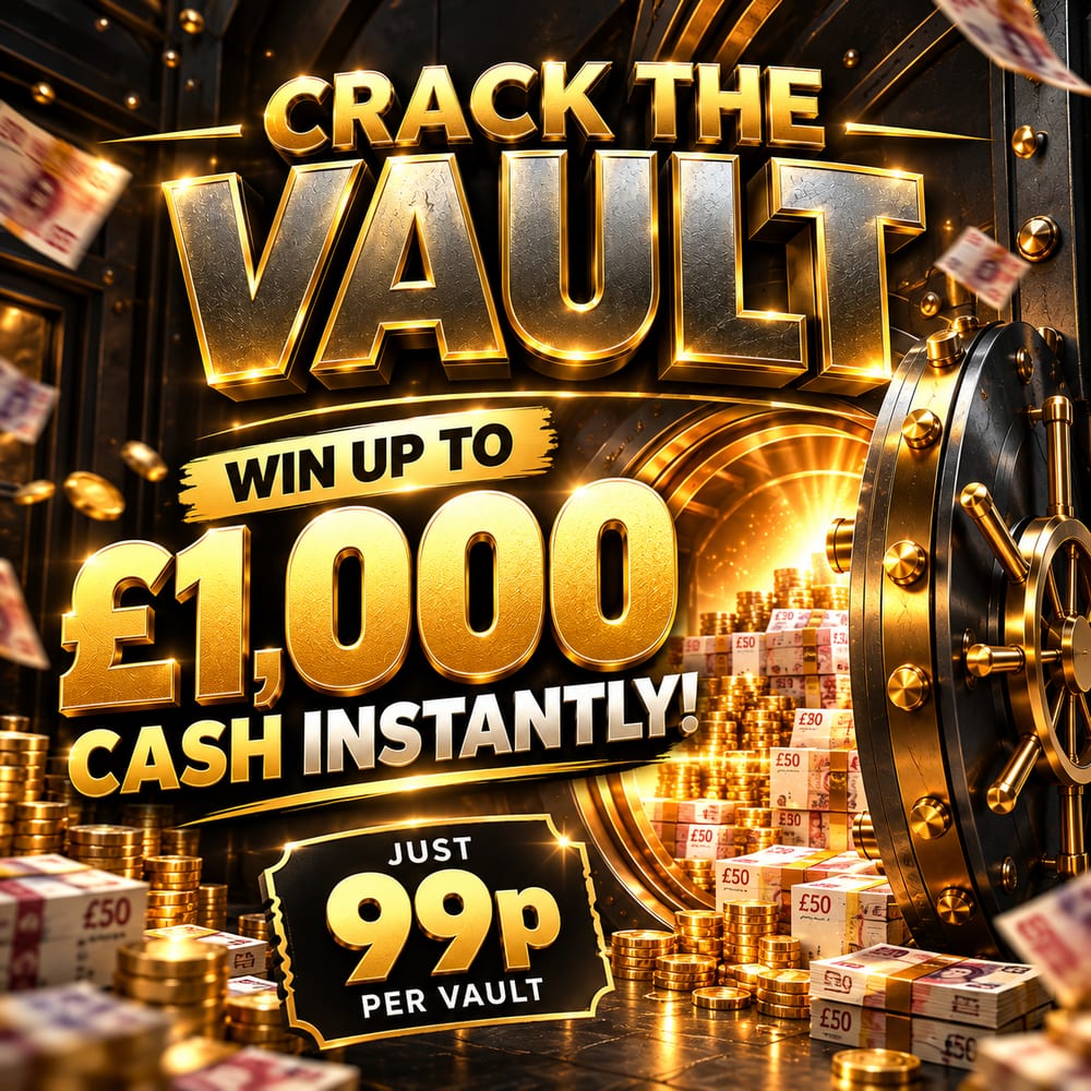 CRACK THE VAULT – WIN UP TO £1,000 CASH INSTANTLY!